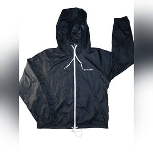 Columbia Black Windbreaker with White Trim